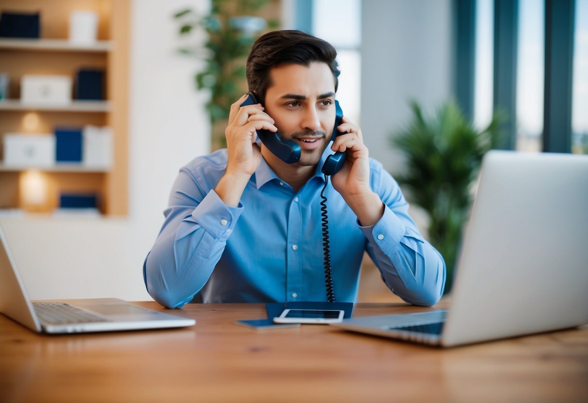 A person on the phone with credit card companies, discussing lower interest rates on their debts